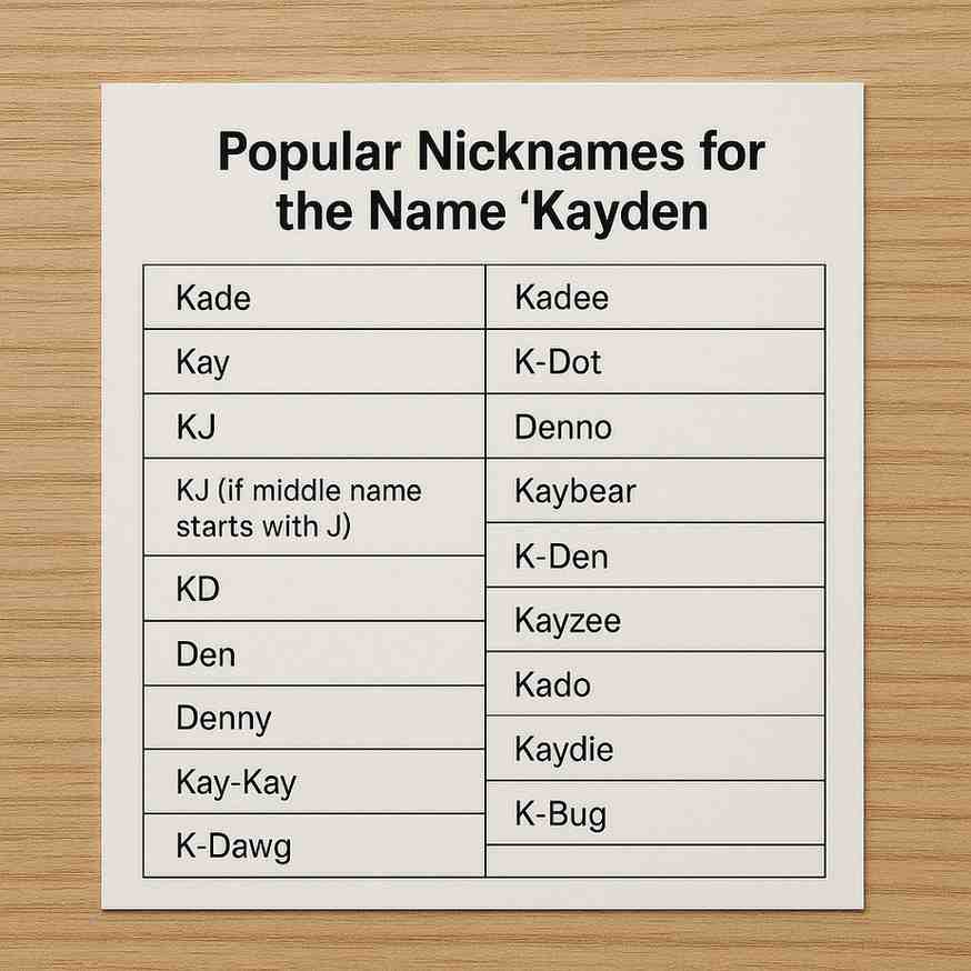 Nicknames for the Name "Kayden"
